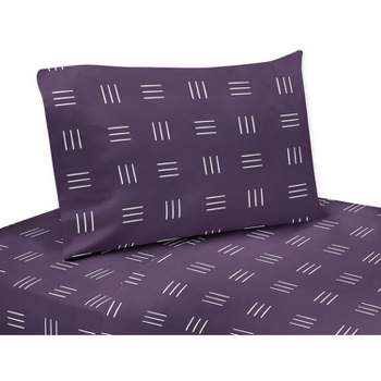 Sweet Jojo Designs Gender Neutral Unisex Kids Twin Sheet Set Boho Hatch Purple and White 3pc