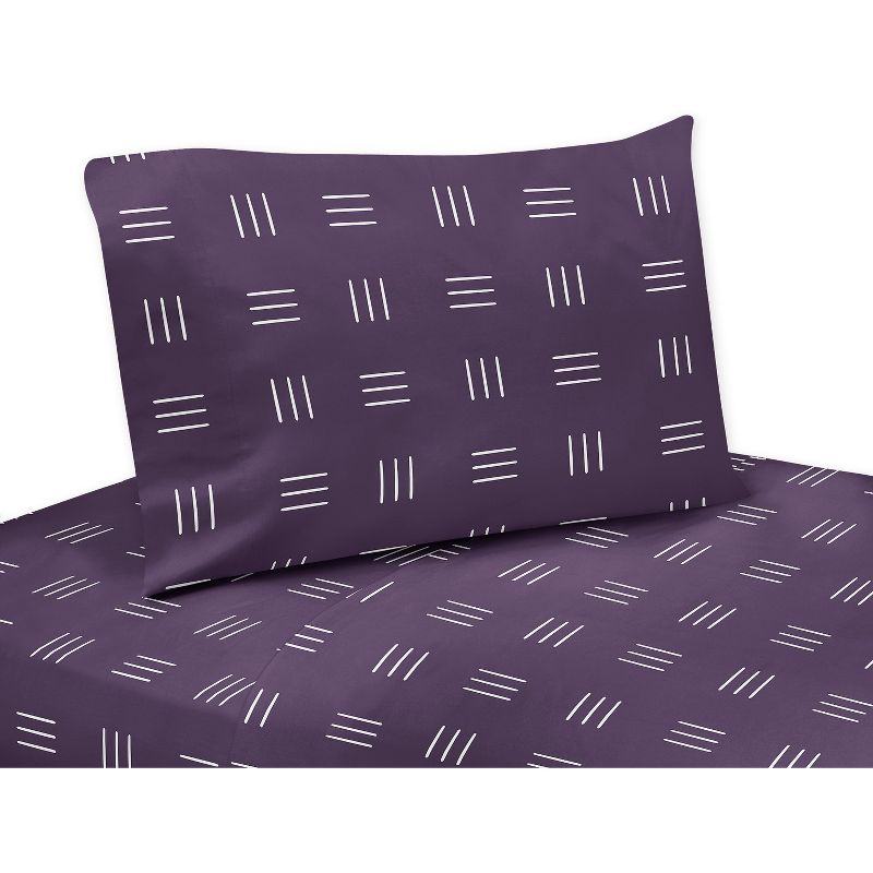 Sweet Jojo Designs Gender Neutral Unisex Kids Twin Sheet Set Boho Hatch Purple and White 3pc, 1 of 7