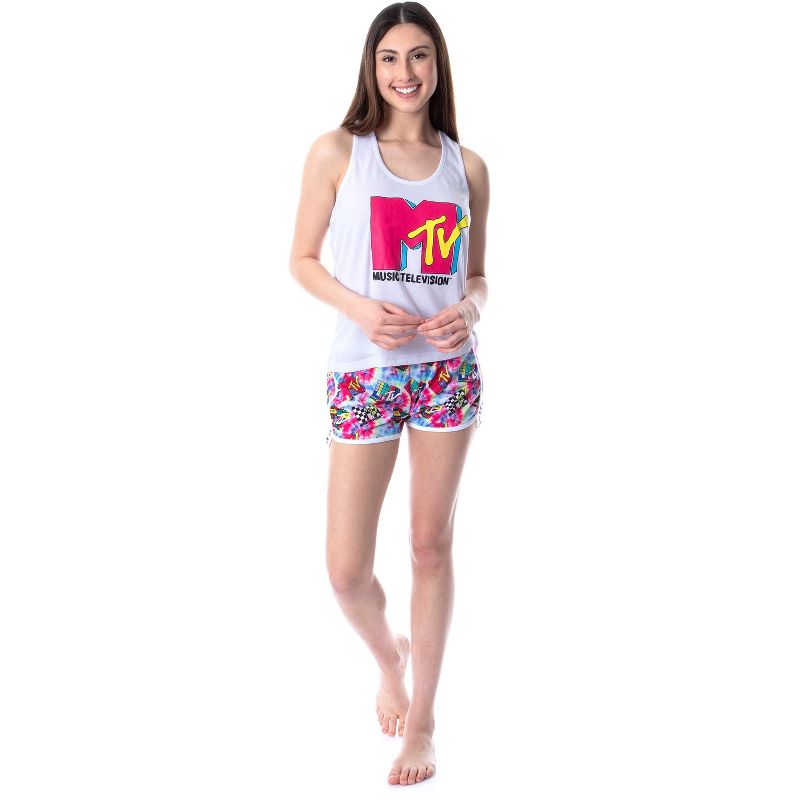 MTV Womens' Music Television Logo Sleep Pajama Set Short Tank Top Multicolored, 5 of 6