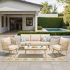 Buenhomino Outdoor Conversation Set 4 Piece, Outdoor Wicker Bistro set with Removable Cushion, Wicker Patio Furniture for Garden, Backyard - 2 of 4