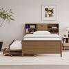Twin/Full Size Wood Platform Bed with Bookcase Headboard, Trundle and Three Drawers for Kids and Teens, 4W-ModernLuxe - 2 of 4