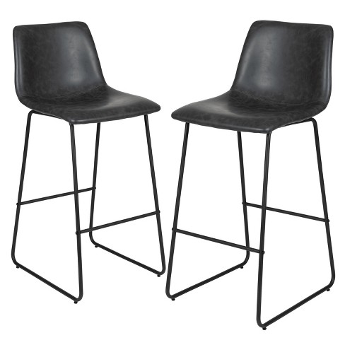 Emma And Oliver Set Of 2 Kitchen Bar Height Stool 30 Inch Gray