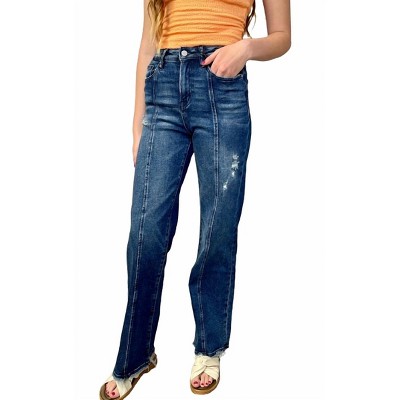 Women's French Wide Leg Denim Jeans - mica denim