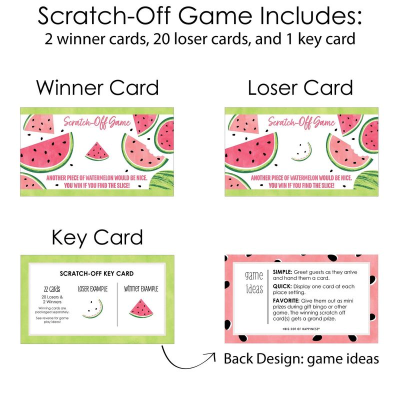 Big Dot of Happiness Sweet Watermelon - Fruit Party Game Scratch Off Cards - 22 Count, 5 of 7