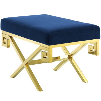 Modway Rove Velvet Performance Velvet Bench Gold Navy