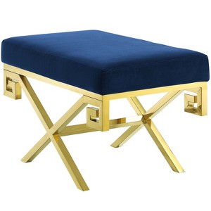 Modway Rove Velvet Performance Velvet Bench Gold Navy - 1 of 4