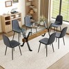 7-Piece Dining Set with Glass Table and 6 Armless Chairs - 3 of 4