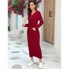 Women's Hooded Sweater Dress Long Sleeve Zip Front Bodycon Dress with Side Slits Casual Tunic Dress - 2 of 4
