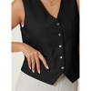 INSPIRE CHIC Women's Linen Sleeveless Button Down V Neck Waistcoat Vest - 4 of 4