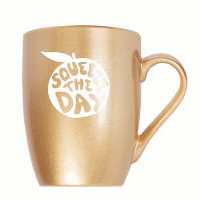 Elanze Designs Squeeze The Day 10 ounce New Bone China Coffee Tea Cup Mug, Vegas Gold