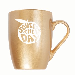 Elanze Designs Squeeze The Day 10 ounce New Bone China Coffee Tea Cup Mug, Vegas Gold - 1 of 4