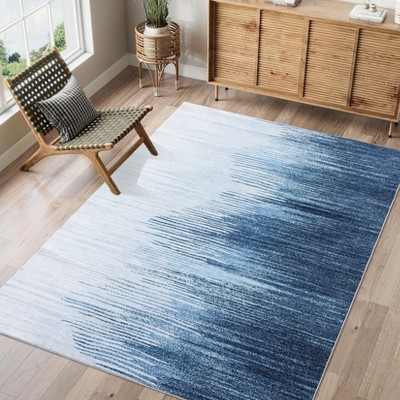 8x10FT Modern Washable Area Rug for Living Room, Abstract Floor Rug with Non Slip Backing, Low Pile Stain Resistant Indoor Carpet for Dorm