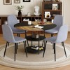 5 Piece Dining Set Splicing Round Dining Table Set Kitchen Table Set with 4 Dining Chairs&Double-layer Storage Table-ModernLuxe - 2 of 4