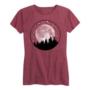 Women's - Instant Message - Full Moon Pine Trees- Women's Short Sleeve Graphic T-shirt Short Sleeve Graphic T-Shirt - 1 of 4