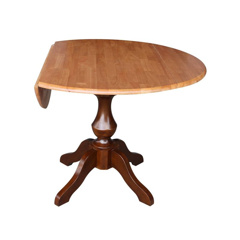30.3&#34; Gracelyn Round Dual Drop Leaf Pedestal Extendable Dining Table Cinnamon/Espresso - International Concepts, 4 of 11