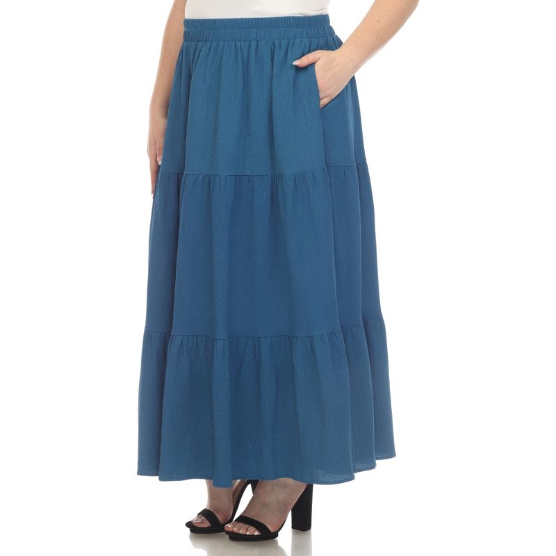Plus Size Pleated Tiered Maxi Skirt, 2 of 6