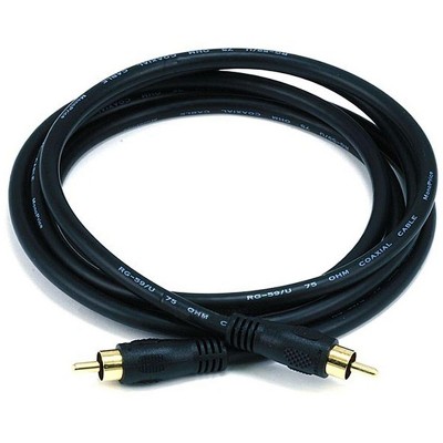 Monoprice Audio/Video Coaxial Cable - 6 Feet - Black | RCA Male/Male RG-59U 75ohm (for S/PDIF Digital Coax Subwoofer & Composite Video)