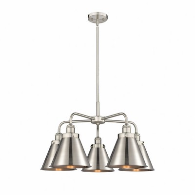 Ballston Urban - 5 Light Stem Hung Chandelier In Industrial Style-15.13 Inches Tall and 26 Inches Wide