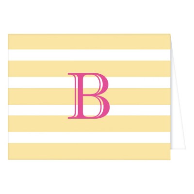 "B" Monogram Cabana Stripe Folded Notes Collections Yellow