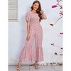 Clearlove Summer Jumpsuits for Women 2025 Floral Dressy Casual Loose Wide Leg Short Sleeve One Piece Romper Outfits - 2 of 4