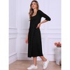 INSPIRE CHIC Women's Square Neck 3/4 Sleeves Waffle Knit Casual Midi Dress - 4 of 4