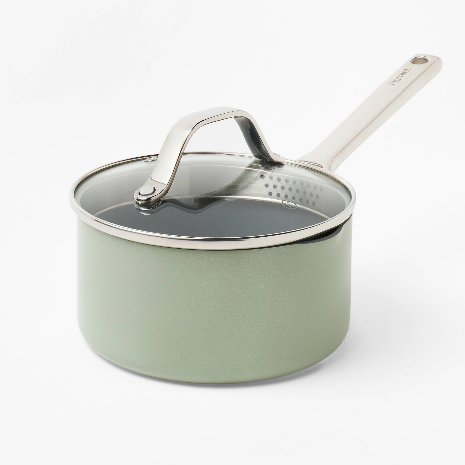 1.5qt Nonstick Ceramic Coated Aluminum Sauce Pan Sage Green - Figmint™