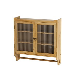 NicBex Modern 2 Glass Door Bathroom Wall Mount Cabinet Medicine Cabinet with 3 Tier Storage & Towel Rack - 1 of 4