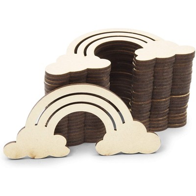 Image of Bright Creations 24 Pieces 4.5" Unfinished Rainbow Clouds Wood Cutouts for Kids Painting, DIY Craft Projects and Party Signs