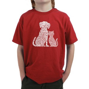 LA Pop Art Boy's Word Art T-shirt - Dogs and Cats - 1 of 4