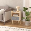 KWPZQEB 2-Tier Storage Nightstand End Table with Collapsible Fabric Drawer, Wood Side Table with Storage Cabinet for Bedroom Livingroom - 3 of 4