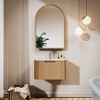 24" Wall-Mounted Floating Bathroom Vanity Bathroom Cabinet in Natural Walnut Color with Ceramic Basin and Iron Mirror Cabinet - 2 of 4