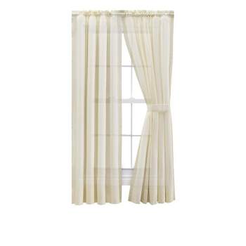 Ellis Curtain Shadow Stripe Tailored Curtain Panel Pair for Windows with Ties Natural