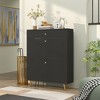 Munora Narrow Shoe Storage Cabinet with Wave-like Panels and Adjustable Shelves for 12 Pairs of Shoes, Black - 2 of 4