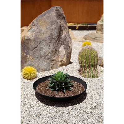 Black 24" Plastic-Stone Round Planter Bowl