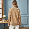 Anna-Kaci Women's Long Sleeve Knit Sweater with Contrast Trim and Mock Neck - 2 of 4