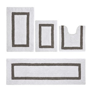 Hotel 4 PC Bath Rug 100% Premium Cotton Tufted Weave Two Tone Reversible Bathroom Rug, Super Soft Absorbent, Machine Washable Bath Mat - 1 of 4