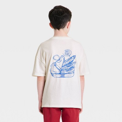 Cat & Jack Boys' Short Sleeve Partners in Brine Oversized Graphic T-Shirt - Cat & Jack™ Cream M — фото 3