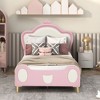 PAGED Upholstered Platform Bed Frame Princess Bed with Crown Headboard and Bed-End Storage Pocket for Kids, No Box Spring Needed - 2 of 4