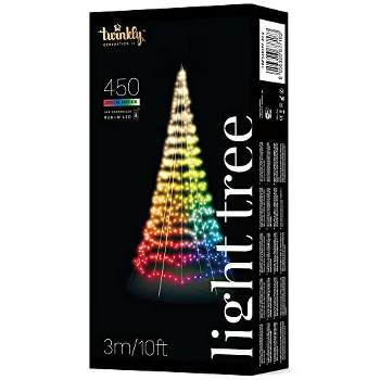 Twinkly Light Tree  App-Controlled Flag-Pole Christmas Tree - Black Wire. Pole Included. Outdoor Smart Christmas Lighting Decoration