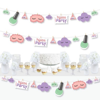 Big Dot of Happiness Pajama Slumber Party - Girls Sleepover Birthday Party DIY Decorations - Clothespin Garland Banner - 44 Pieces