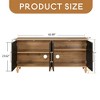 63'' Large Storage Cabinet with Metal Handle, Carved Flower Doors, Wooden Mordern Sideboard Console with Adjustable Shelves - Leovsnove - 3 of 4