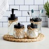 Okuna Outpost 4 Piece Glass Bathroom Accessories Set with Soap Dispenser, Toothbrush Holder, Apothecary Mason Jar - 3 of 4