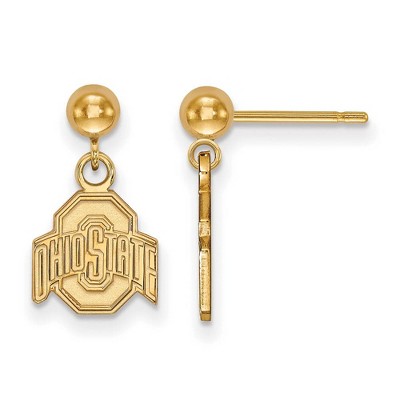 Black Bow Jewelry 14k Yellow Gold Ohio State Buckeyes NCAA Dangle Earrings