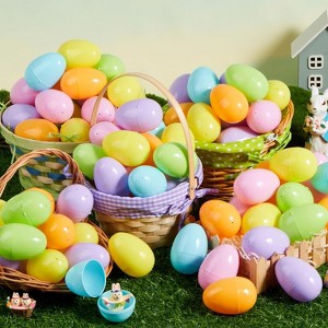 Joyfy 3.15 Inch Pastel Easter Eggs, 25PCS Large Plastic Fillable Eggshells for Easter Hunt Party Favors Basket Stuffers and Classroom Prize Supplies - 1 of 4