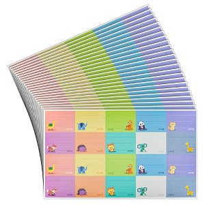 Juvale 500-Pack Self-Adhesive Baby Bottle Labels for Daycare, Writable Stickers for Baby Food, Breastmilk, 10 Animal Designs, 1.5x1 in - 1 of 4