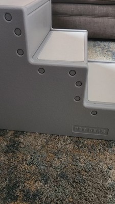 Gray 3-Step Pet Stairs with Non-Slip Surface