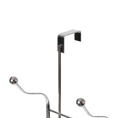 Chrome Over-the-Door 6 Hook Organizer Rack