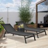 Tangkula 2PC Patio Chaise Lounger with 6-Postion Adjustable Backrest and Breathable Fabric Black - 2 of 4