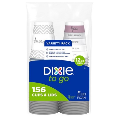 Dixie To Go Medium 12 Oz Paper Coffee Cups With Lids - 156 Count