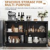 Jojoka Buffet Cabinet with Storage,55.1" Sideboard with 4 Fluted Glass Doors and Adjustable Shelf for Living Room,Black - 3 of 4